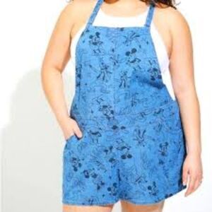 Torrid Disney Mickey Mouse & Friends Chambray Shortall Overalls Size 2X NWT